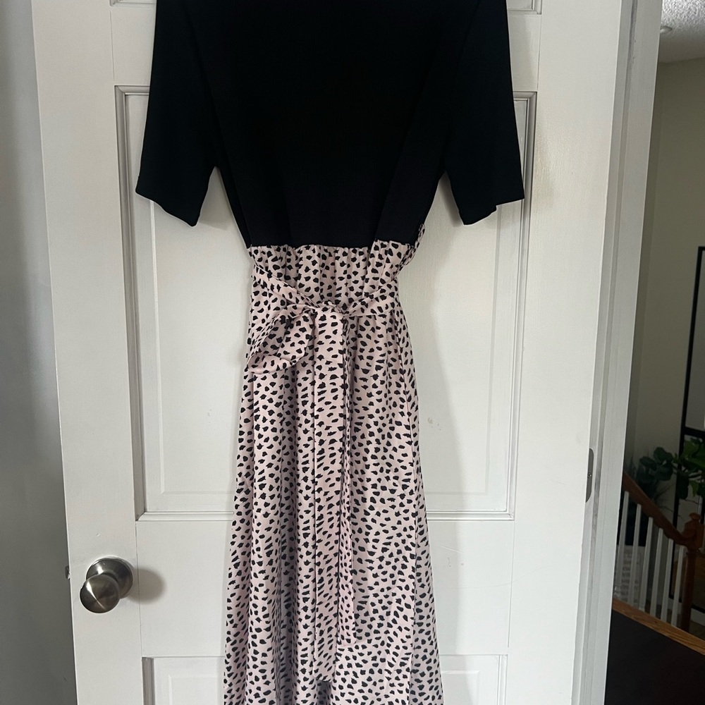 Black and Pink Polka Dot Dress
